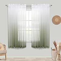 Vista 12 de KOUFALL Cortinas de ventana de baño para ducha, juego de 2 paneles de cortinas cortas transparentes en blanco y negro para cocina, dormitorio