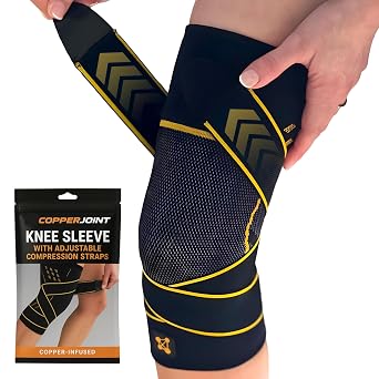 CopperJoint Knee Compression Sleeves for Women and Men Breathable Copper Infused Non Slip Knee Support For Pain Recovery Swelling Circulation Arthritis Running Workout & Walking Single Sleeve Only