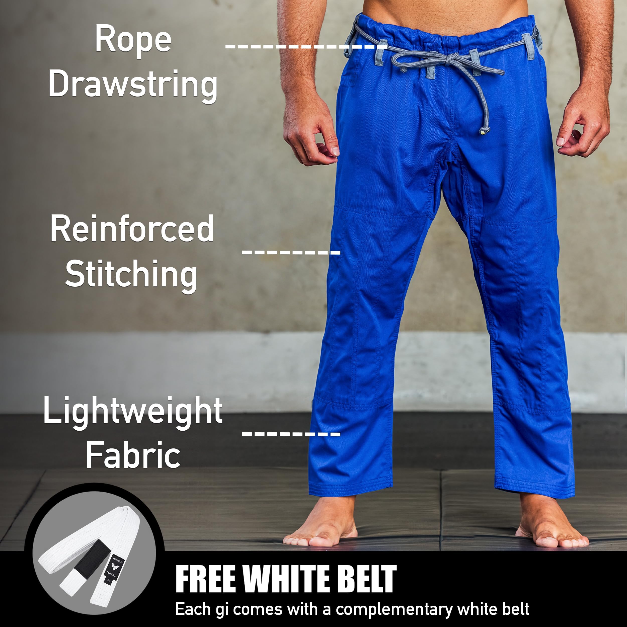 Elite Sports IBJJF Ultra Lightweight Jiu Jitsu Gi with Preshrunk Fabric Belt
