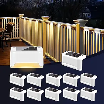 Solar Fence Lights Outdoor,Solar Step Lights Waterproof Led Lights for Outdoor Deck,Stairs, Fence, Patio,Yard,Porch and Balcony(12Pack,Warm White)