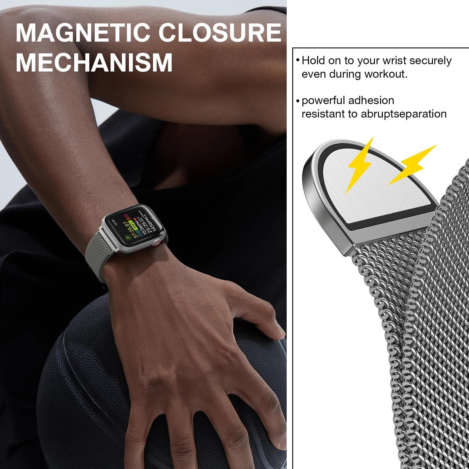 Bucle milanés de Acero Inoxidable para Banda 42 mm, 44 mm, 45 mm, 49 mm, 38 mm, 40 mm, 41 mm, Hombres y Mujeres, reemplazo de Cierre magnético de Bucle de Malla para Bandas IWatch Ultra Series 9 8 7