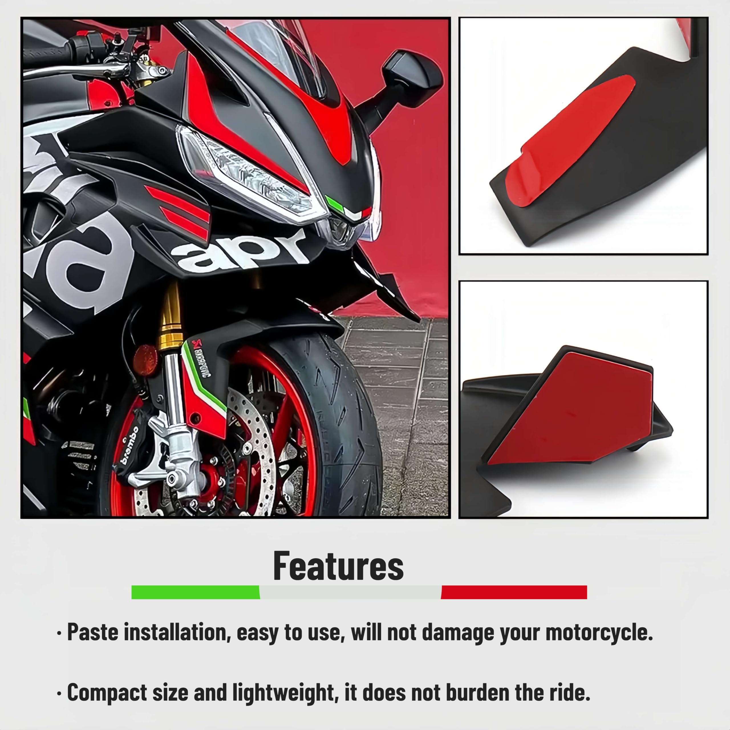 Für Aprilia RS660 Motorrad Winglet Aerodynamischer Spoiler 8 Farben, einstellbares und leichtes ABS-Material verbessert Stabilität und Leistung (Weiß)