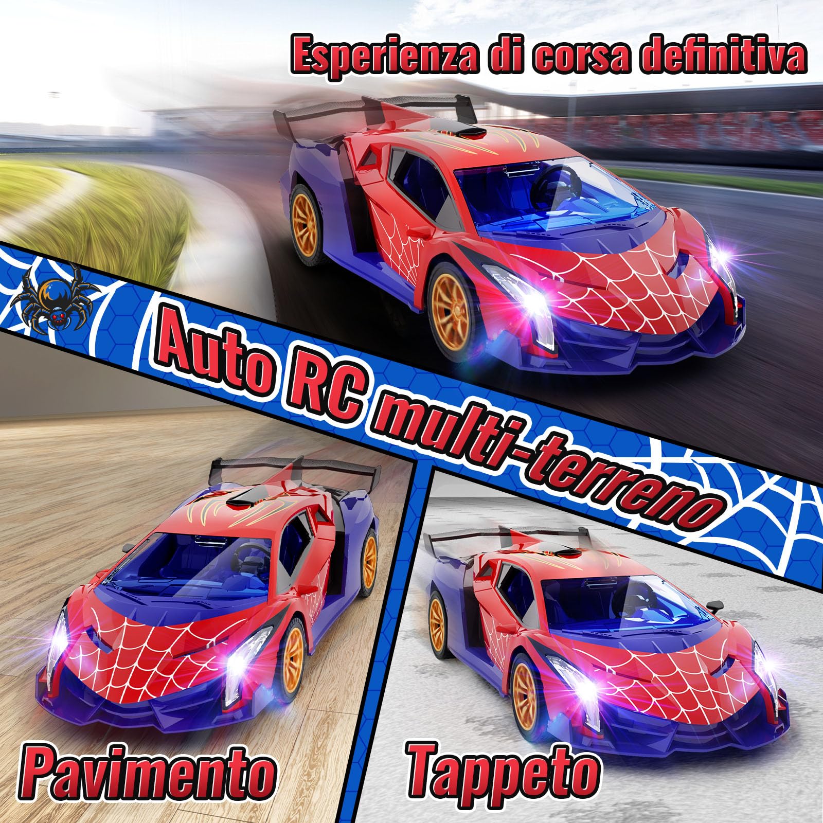 Mirthigig Macchina Telecomandata 1:18 con Luci, 2.4GHz Drift Macchinina Radiocomandata, Giocattolo Gioco Bambino 3-12 Anni, Natale Giochi Regalo Bambini 3 4 5 6 7 8 9 Anni Maschio