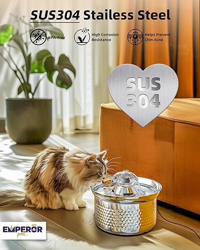 Miniatura 5 de Emperor Pets Filtros de fuente de agua para gatos | Paquete de 4 filtros de repuesto de acero inoxidable para gatos de 108 onzas/3.2 L, 4 filtros