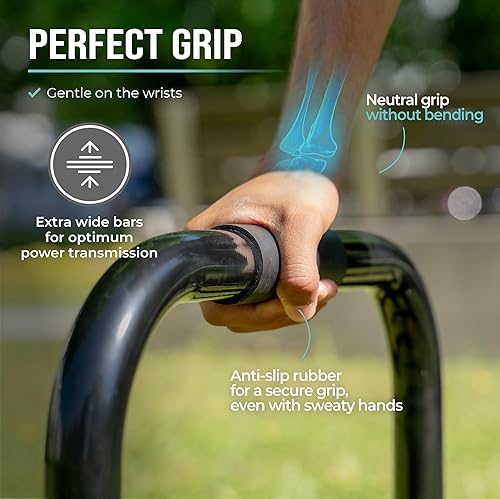 Miniatura 2 de PULLUP & DIP Paraletas de fitness, barras de paraleta medianas para calistenia, crossfit y gimnasia, barras de pie de mano con mango extra ancho y