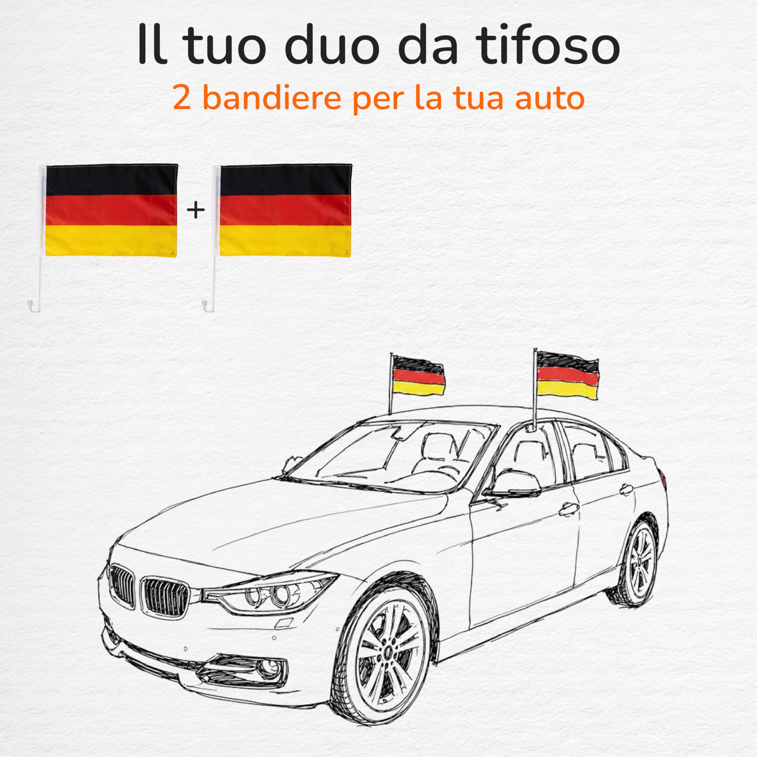 Bandiera per Auto Germania Mondiali Calcio 2026 45x30 cm Nero Rosso Oro