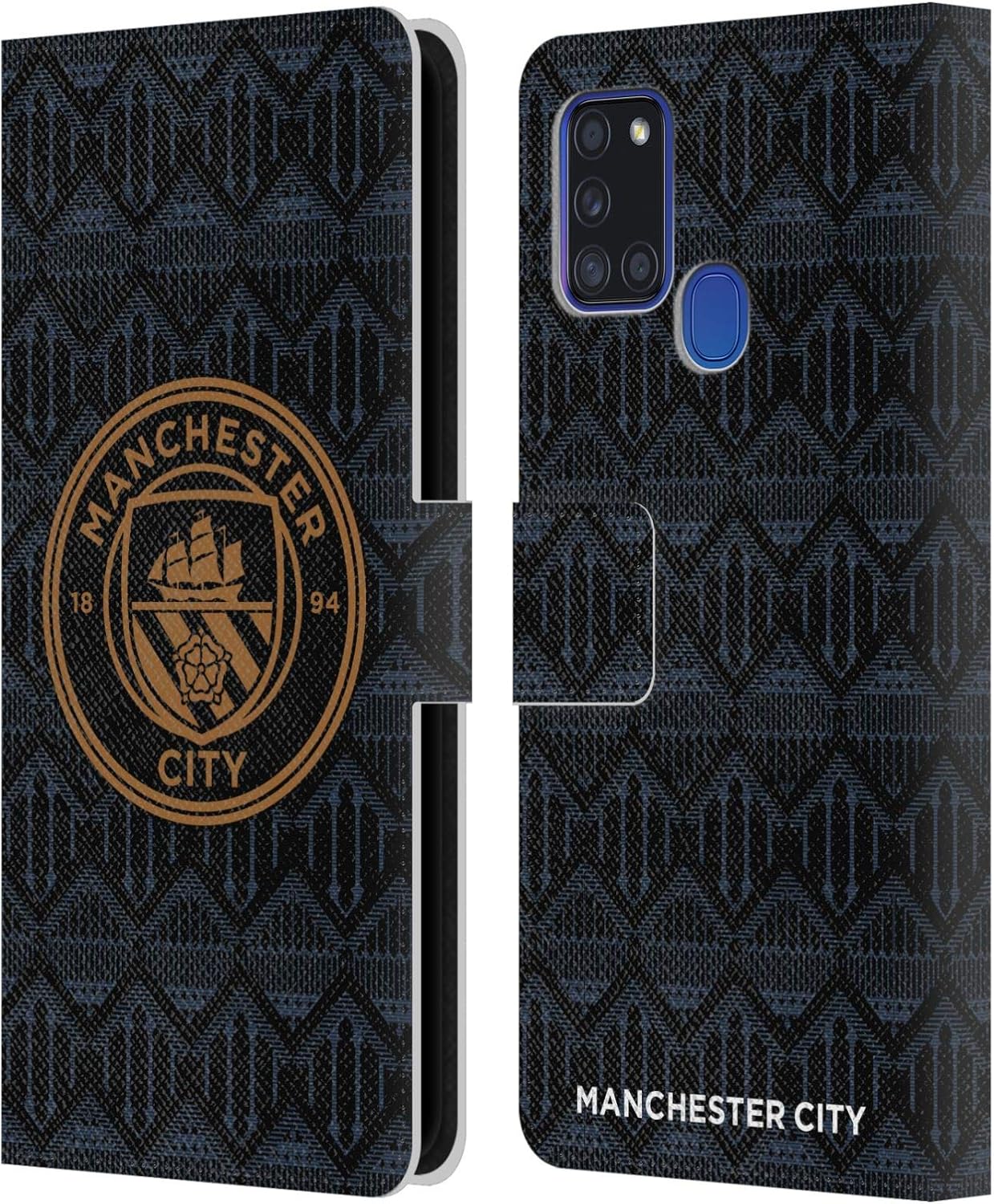 Head Case Designs Officially Licensed Manchester City Man City FC Away 2020/21 Badge Kit Leather Wallet Case Compatible with Samsung Galaxy A21s (2020)