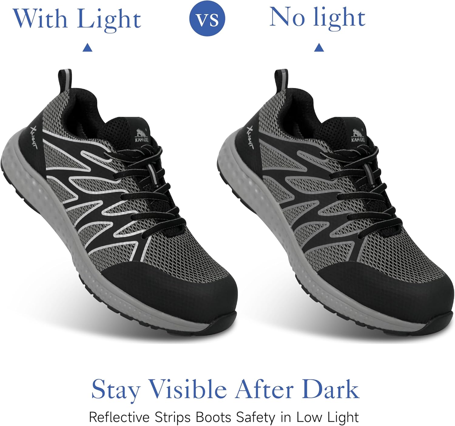 Lightweight Safety Sneakers for Men Women, Breathable Composite Toe Work Shoes, Anti-Puncture Kevlar Midsole, Slip Resistant, Cushioned Sole, Reflective, for Warehouse and Construction Use - Image 6