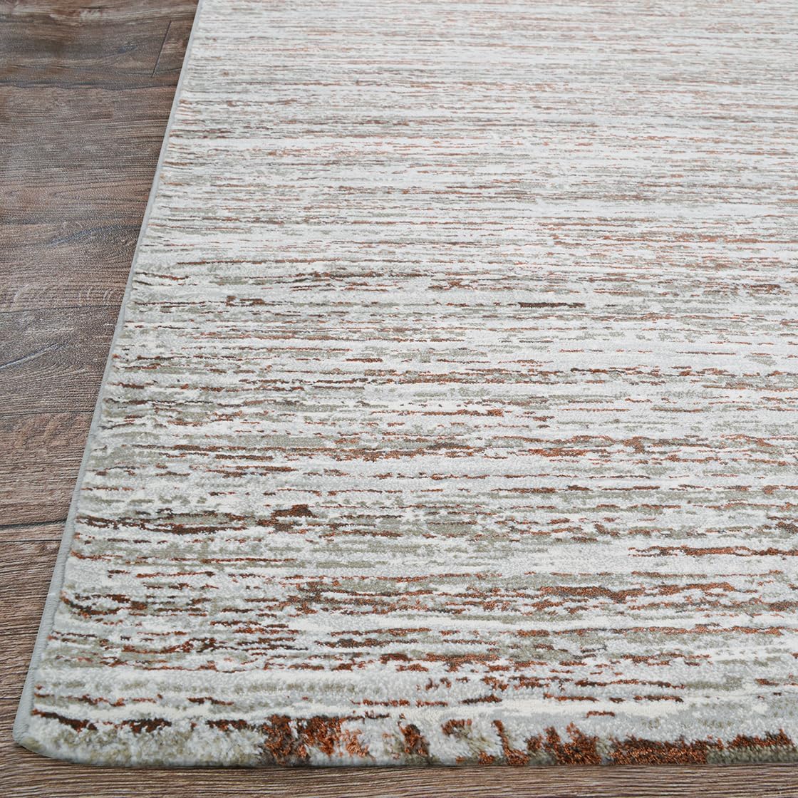 Couristan 9'2" x 12'5" Abstract Indoor Rug - Capillary Grey and Brown Area Rug with Linear Textured Design, Power-Loomed, Stain-Resistant Soft Fibers, and Durable Modern Style for Hallway or Bedroom