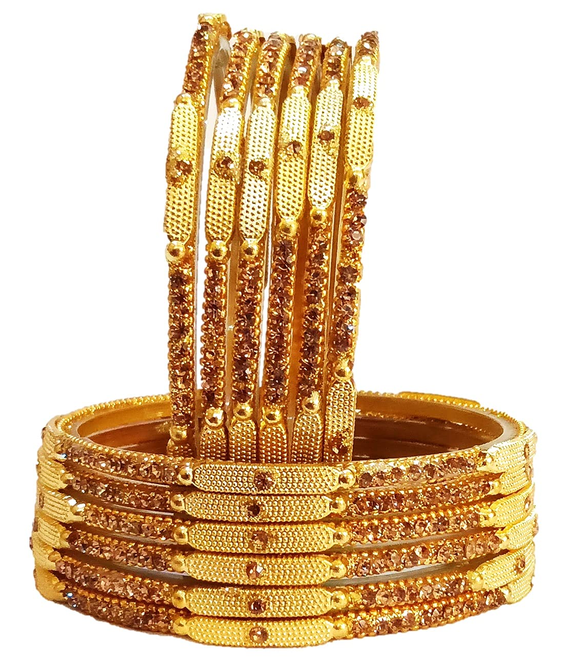 T4 Jewels (2.10 & 2.12 Size Designer Figure Work Golden Stones & Zircon Beads Studded Beautiful Glass Bangles Set For Women & Girls - (Set Of 12)_Figure Golden_2.12 (B09B2H5XRL) Amazon Price History, Amazon Price Tracker