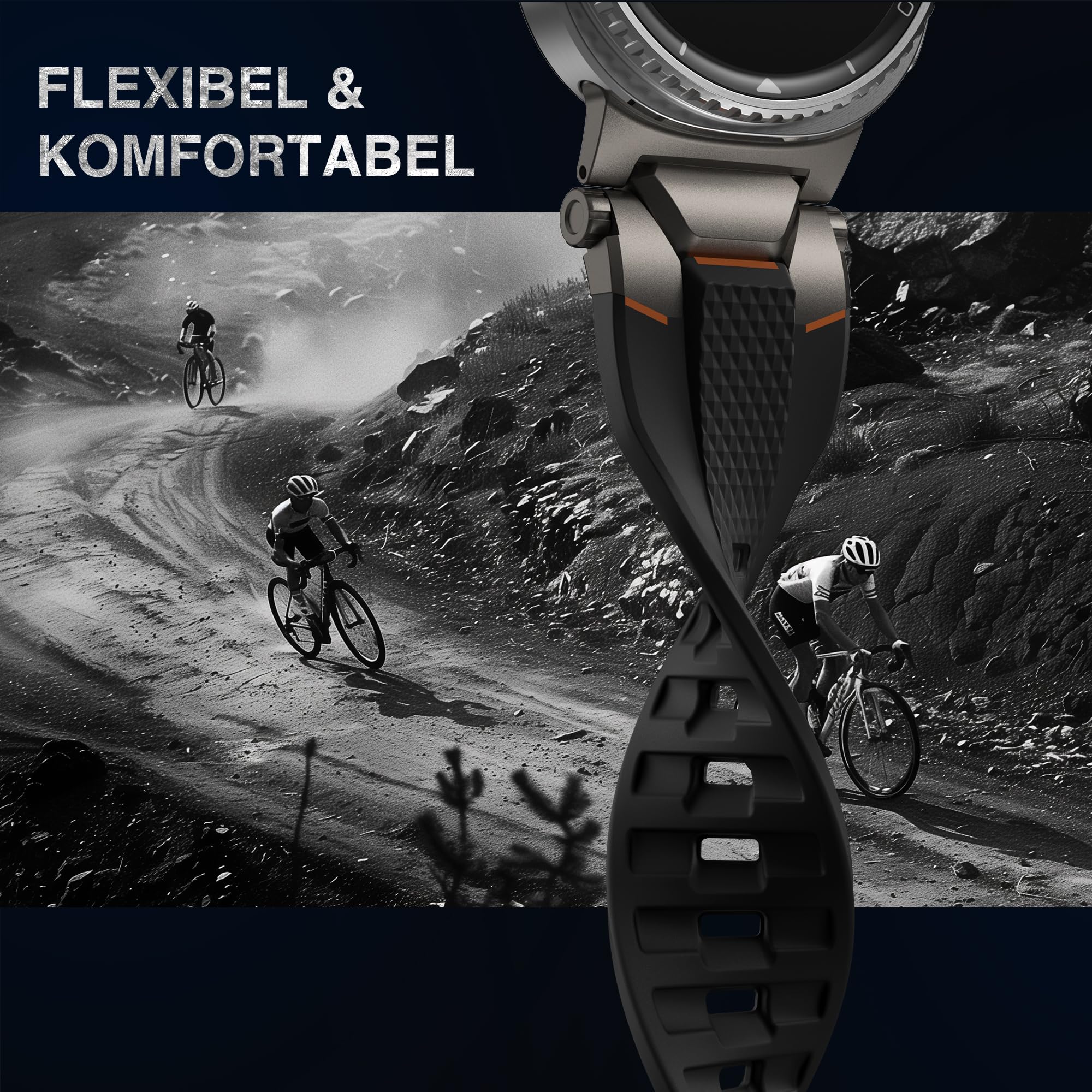 ULTIMAL Pulsera compatible con Samsung Galaxy Watch 9/8 40 mm/44 mm, 8 Classic 46 mm, resistente premium TPU y metal deportivo para hombre (negro + metal Gunmetal)