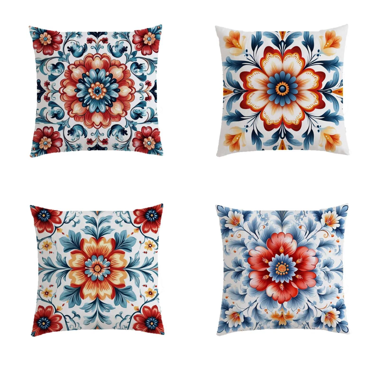 Taie oreiller salon décoration extérieure : housse coussin 50x50cm fleurs étanche pour canapé