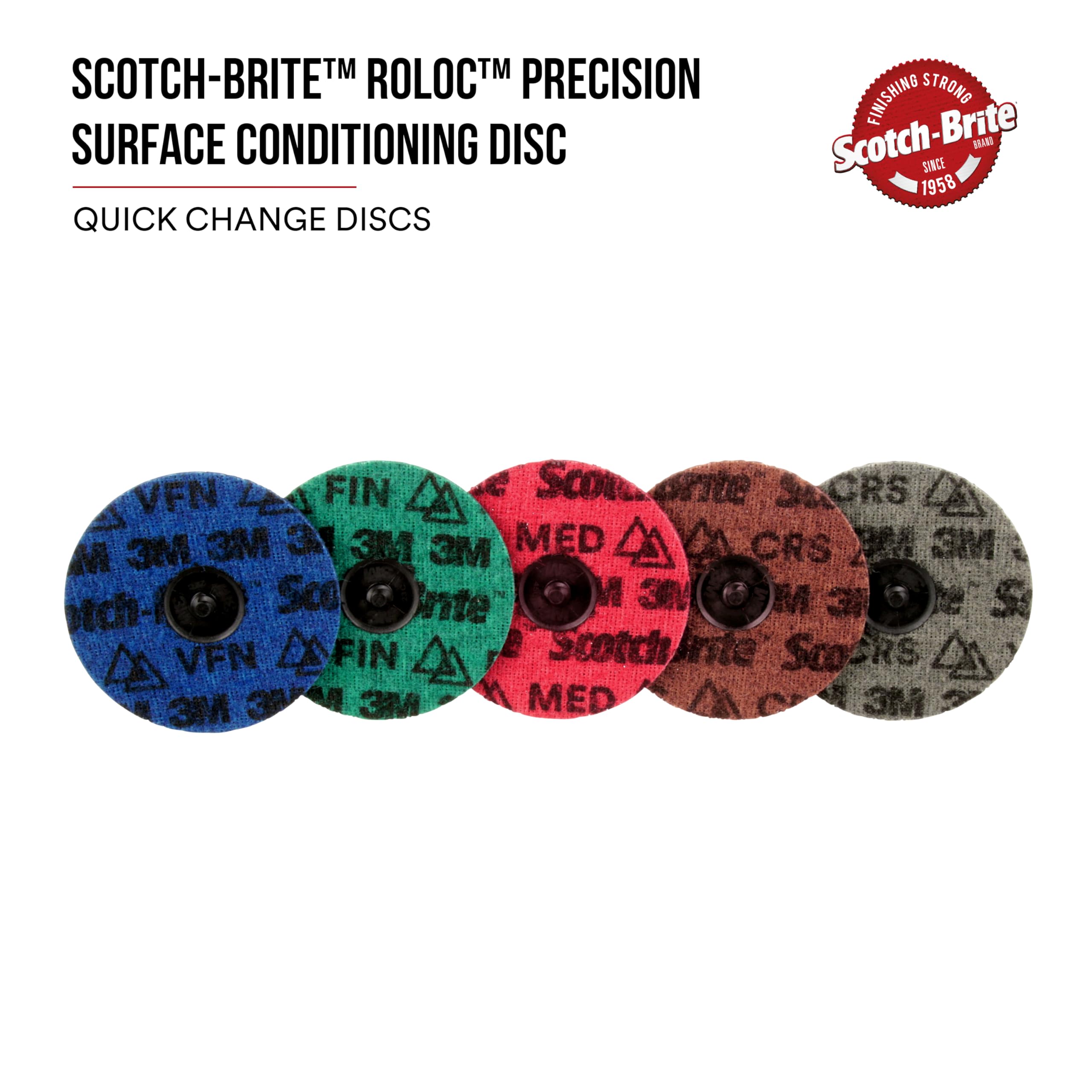 Scotch-Brite Roloc Precision Disco para la preparación de superficies, TR | PN-DR, medio, 25.4 mm, 50 por paquete