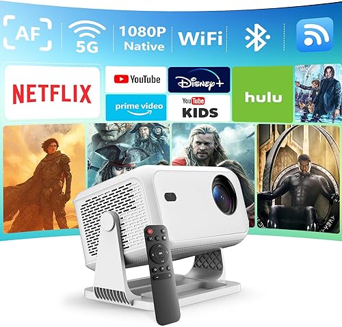 Miniatura 2 de Proyector con WiFi y Bluetooth, enfoque automático 4K Proyector inteligente portátil compatible con iOSAndroidLaptop, 800 proyectores de video ANSI