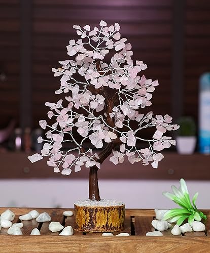 Miniatura 4 de Árbol de cuarzo rosa con piedras preciosas de cristal de la vida, piedra de prosperidad, árbol de Feng Shui, regalo hecho a mano para decoración del