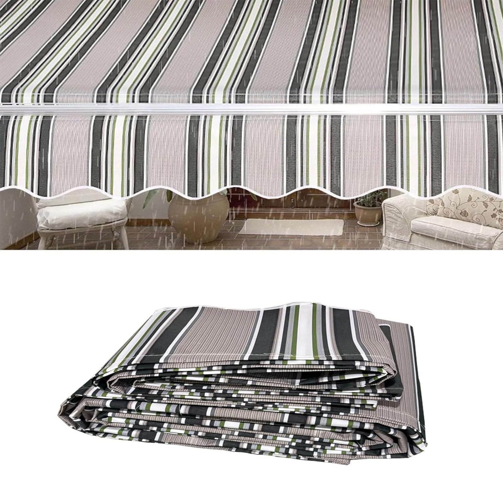 Tissu de rechange rétractable pour pare-soleil (sans cadre) – Housse d'extérieur enroulable 280 g 100 % polyester pour terrasse, jardin (3,5 x 1,5 m) – Protection UV résistante aux intempéries