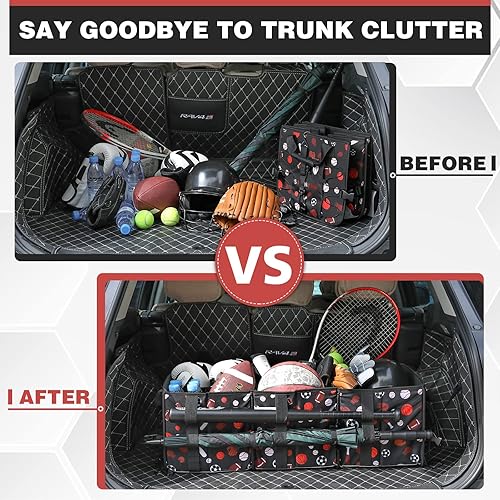 Miniatura 3 de Simniam Organizador de maletero para SUV de 95 litros, organizador portátil de almacenamiento para automóvil, organizador grueso para automóvil con