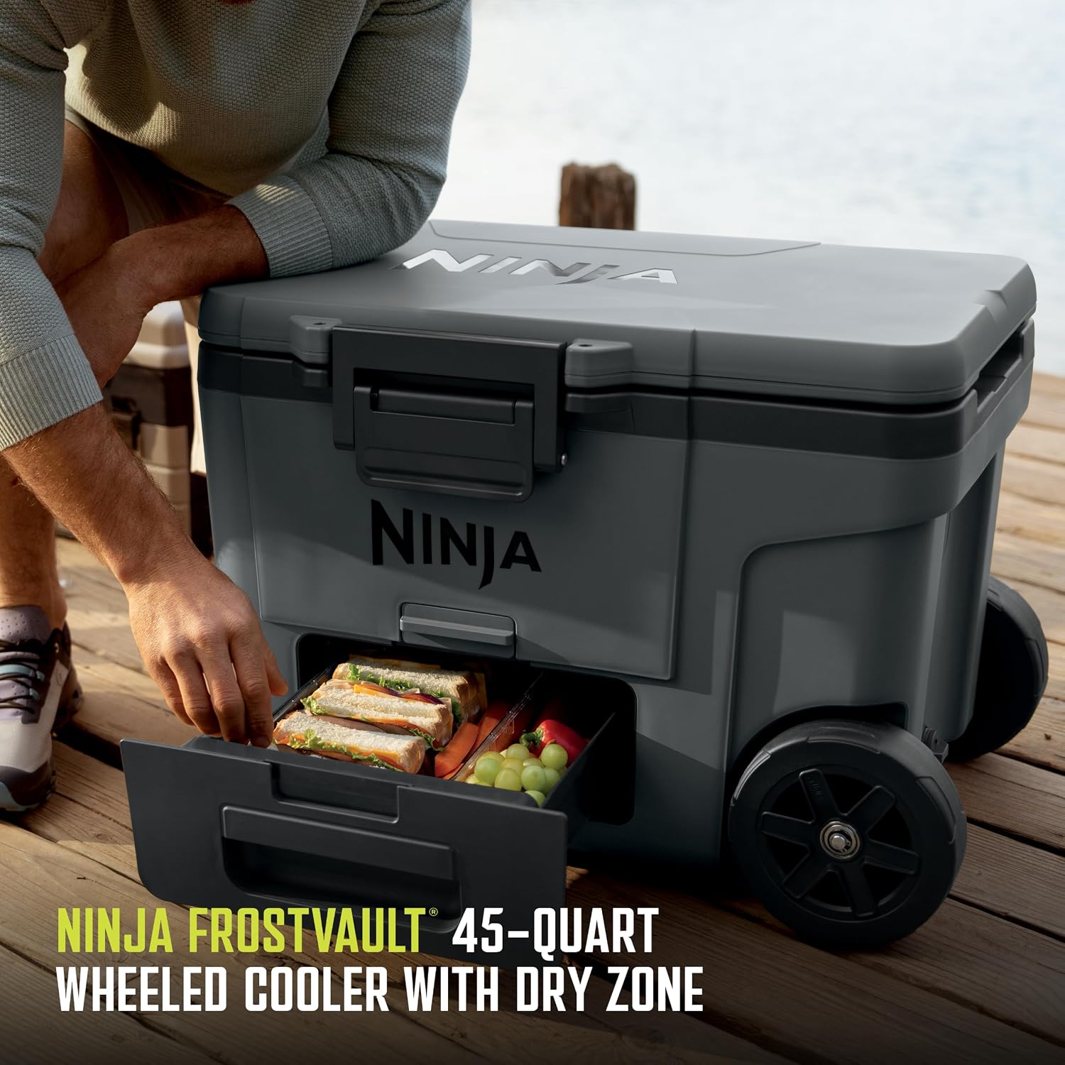  FrostVault™ 45qt Cooler with Wheels, Dry Storage, Charcoal Gray thumbnail