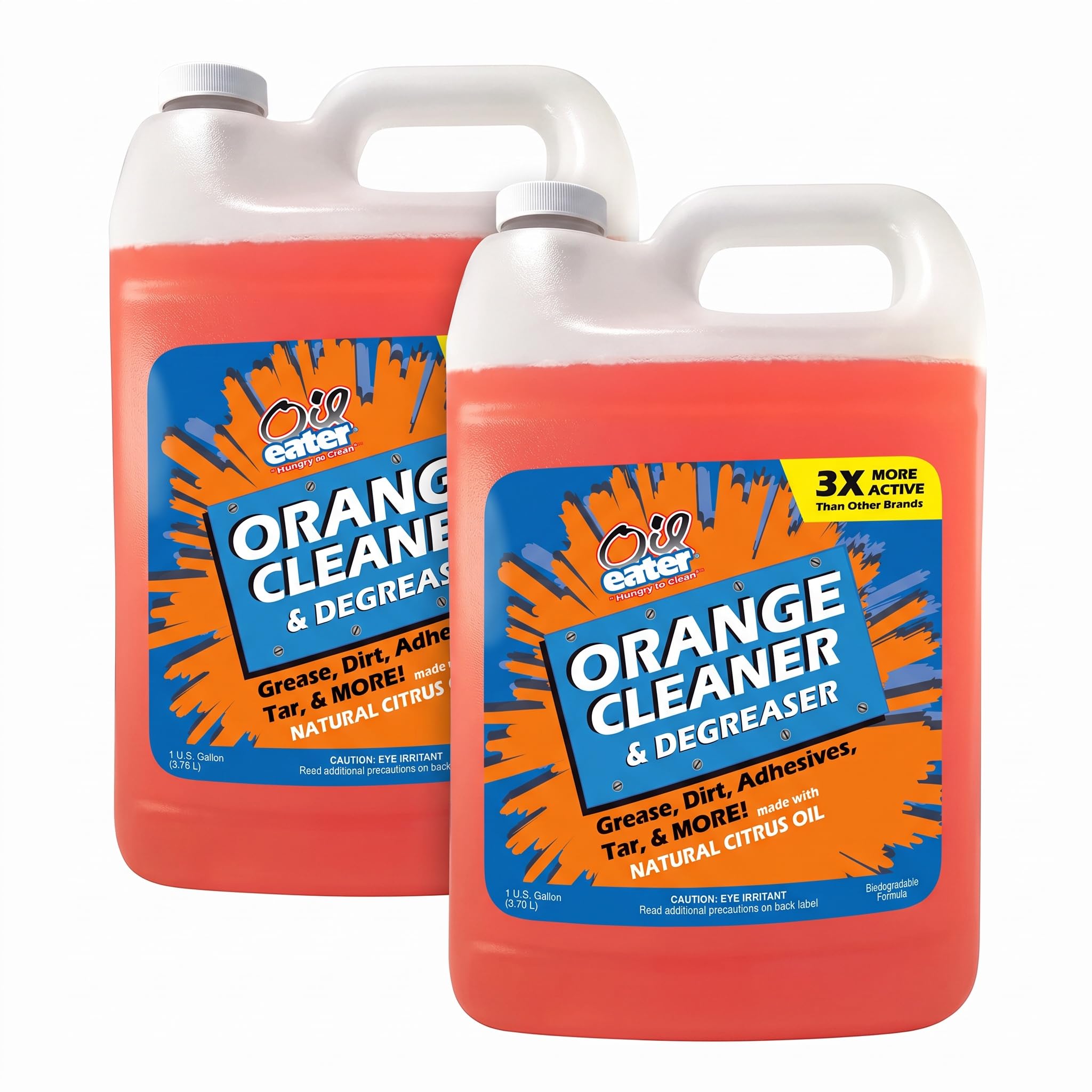 Orange Cleaner Degreaser, 1-Gallon Concentrate for Oil Removal, Grease Stains and Heavy Duty Automotive, Outdoor, Floor Cleaning, Grease &amp; Gunk (Pack of 2)