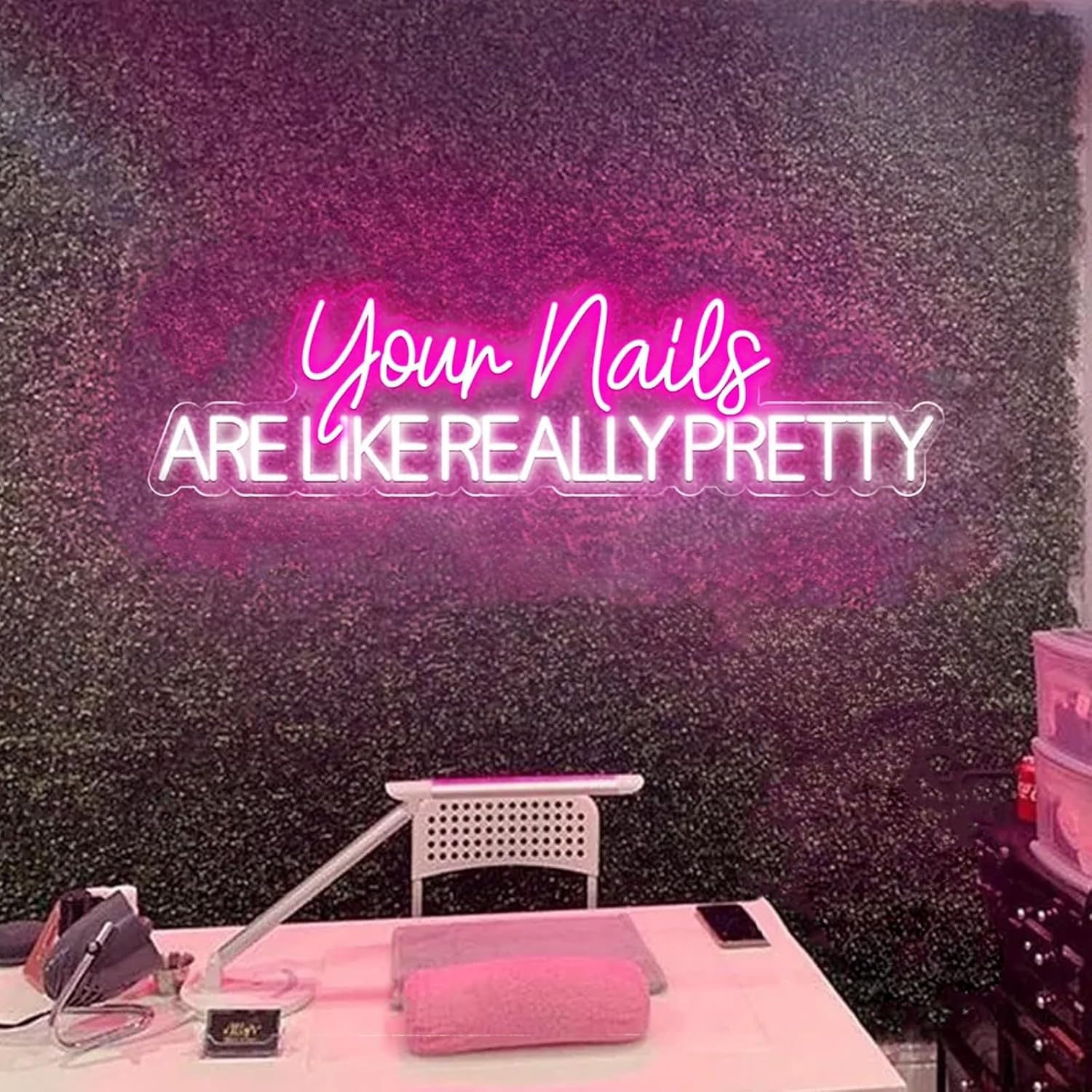 Your Nails are Like Really Pretty Neon Sign 28inch Beauty Salon Signboard, Nail Studio Neon Light, Nail Salon Led Sign, Custom Beauty Room Wall Decor -Pink&White