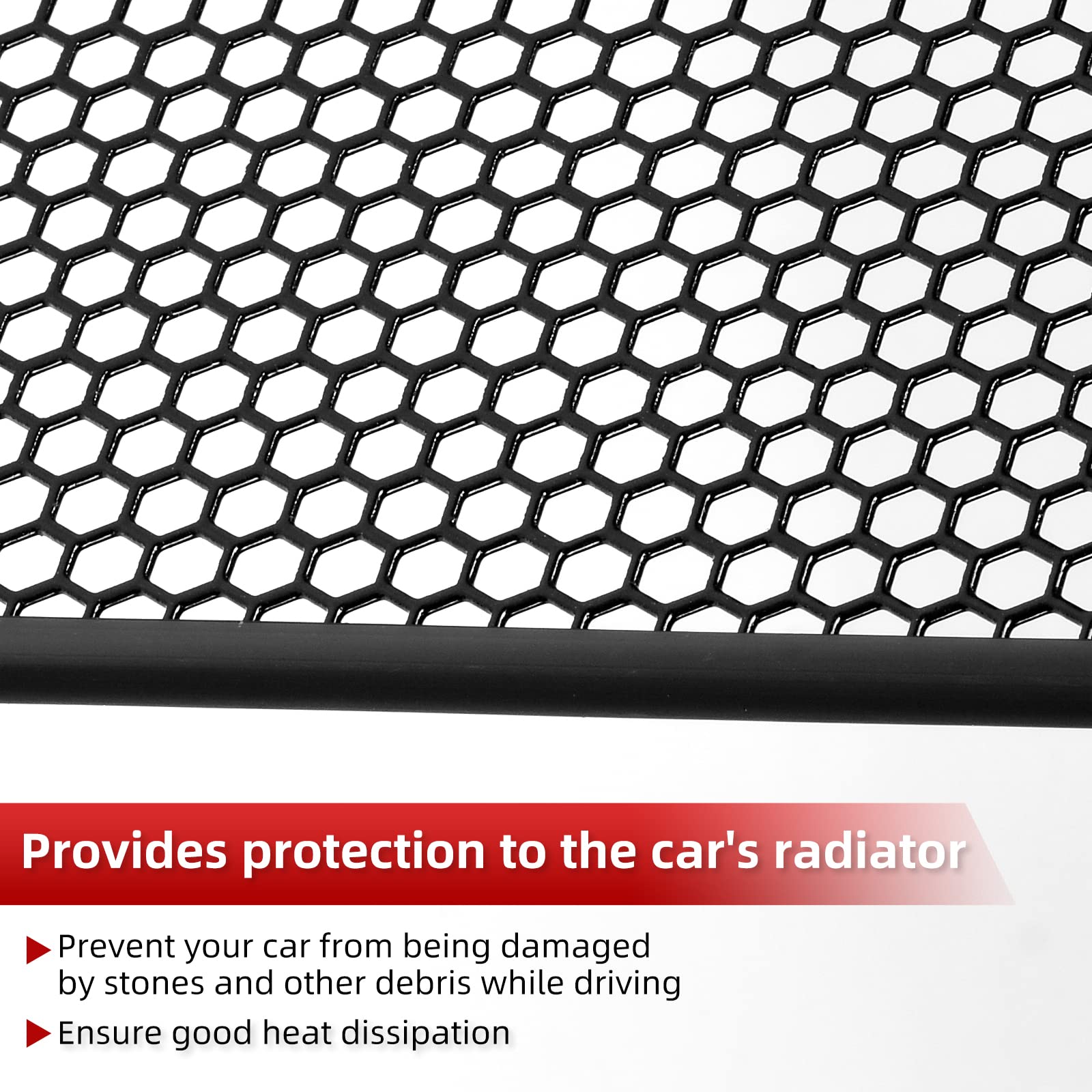 AggAuto Aluminum Grill Mesh Insert for Jeep Wrangler JK JKU 2007-2018, Aluminum Alloy Metal Front Grille Inserts Grid Honeycomb Hole Black