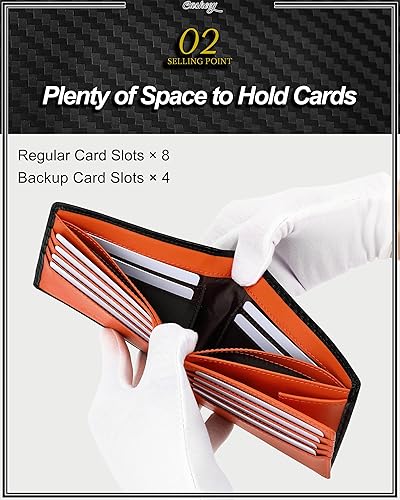 Miniatura 3 de Casheey Cartera para hombre con bolsillo para monedas gran capacidad bloqueo RFID cartera plegable de cuero para hombre con caja de regalo Cuero de