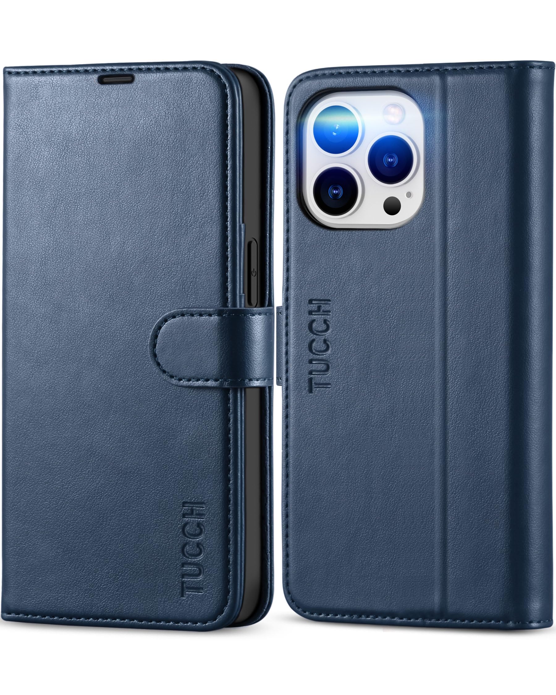 TUCCH Wallet Case for iPhone 13 Pro, [RFID Blocking] PU Leather Stand Folio Magnetic Card Slot Flip Cover with [TPU Protective Interior Case]