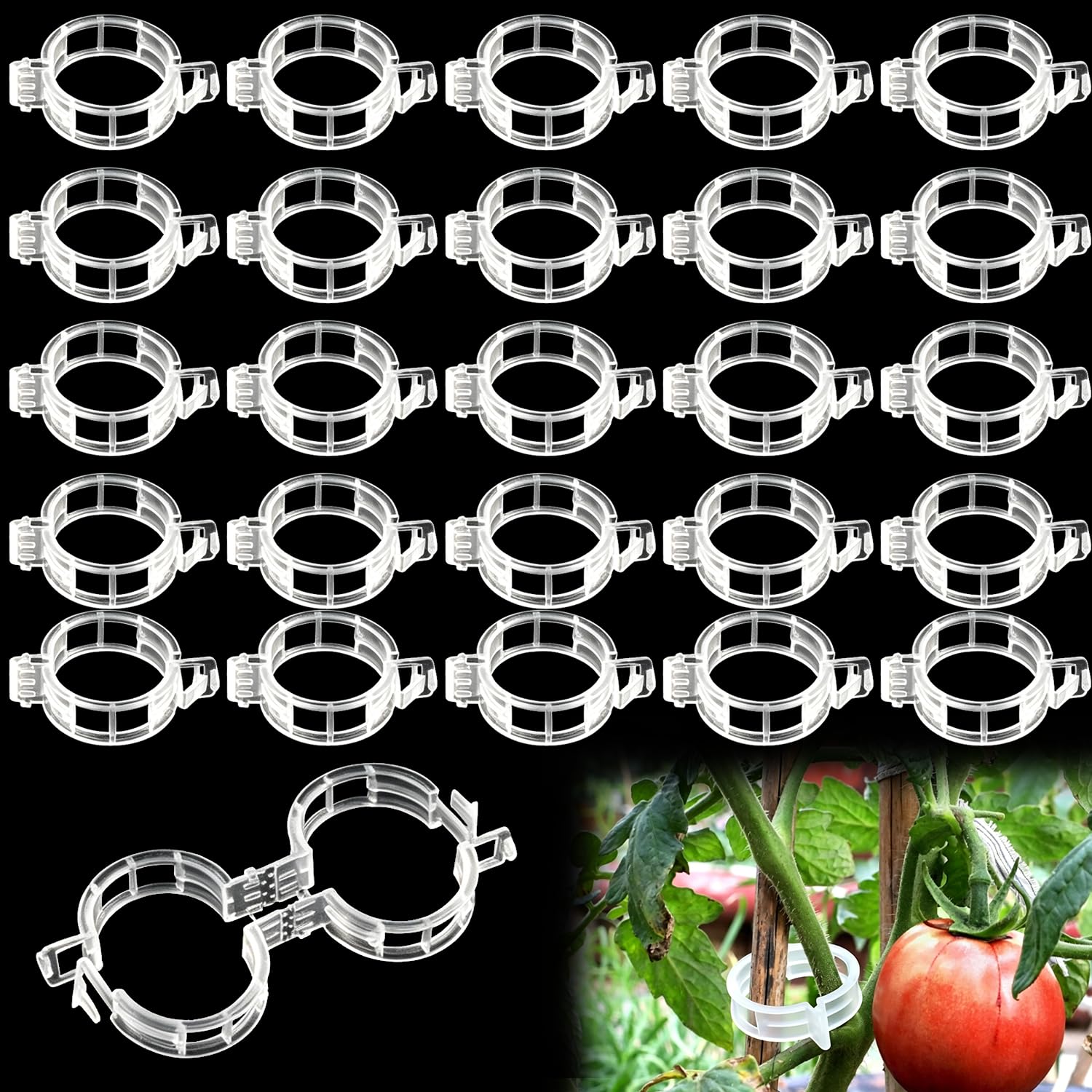 120Pcs Plant Support Clips, Tomato Clips for Climbing Plants, Reusable Plastic Garden Trellis Clips for Vine Vegetables Grape Tomato Cucumber to Grow Upright Healthier (