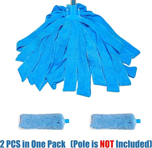 Miniatura 2 de Repuesto de trapeador de tela de microfibra azul compatible con poste de roscado estándar de 34 pulgadas (2)