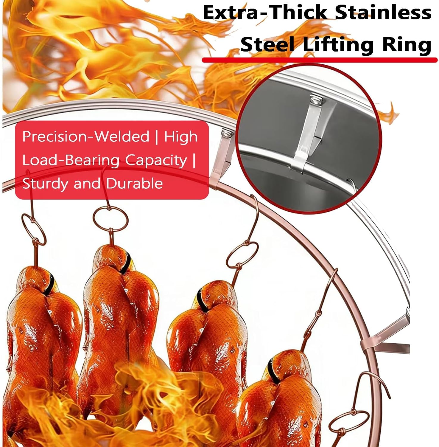 Stainless Steel Dual Fuel Roaster Oven, Restaurant-Grade Roasting Machine with Temperature Display for Duck Turkey Goose Mutton Sucking Pig BBQ, Commercial & Home Use