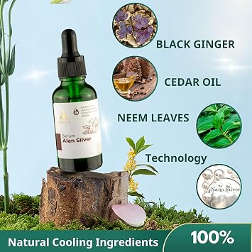 ABERA Alan Silver Serum Botanical Hydrating Serum for Dry & Sensitive Skin & Herbal Extracts Daily Moisturizer for Face, Body & Scalp Fast Absorbing, Lightweight 3 boxes