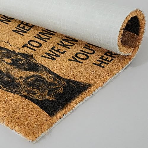 Miniatura 8 de Dobermans - Felpudo para puerta con texto en inglés We Know You are Here, divertido felpudo de bienvenida Doberman