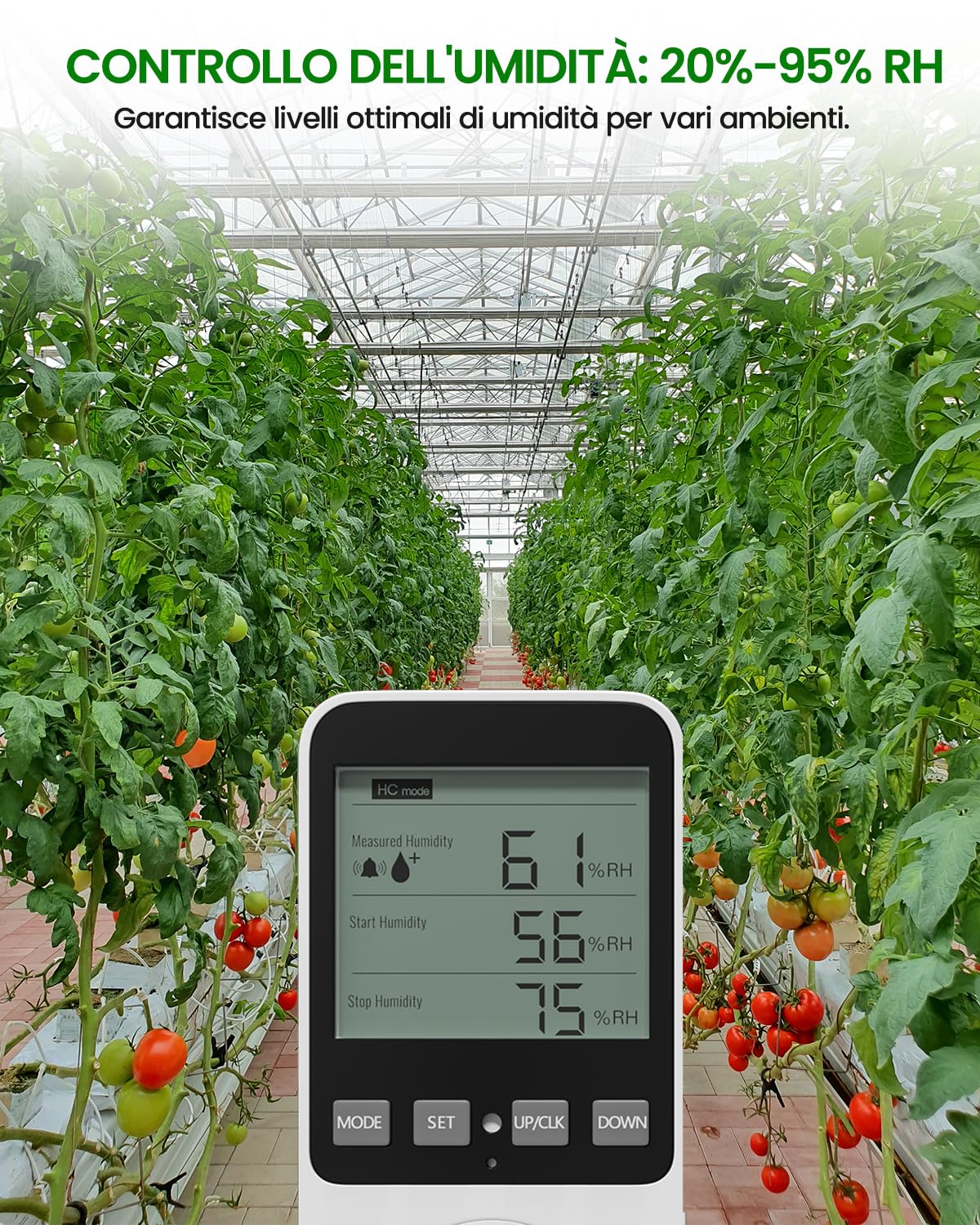 Regolatore di Umidità/Temperatura, Presa con Misuratore di Umidità 230V 16A con Sensore Termoregolatore Digitale con Allarme LCD Display per Rettili,Serra, Acquario, Fungo Riscaldante