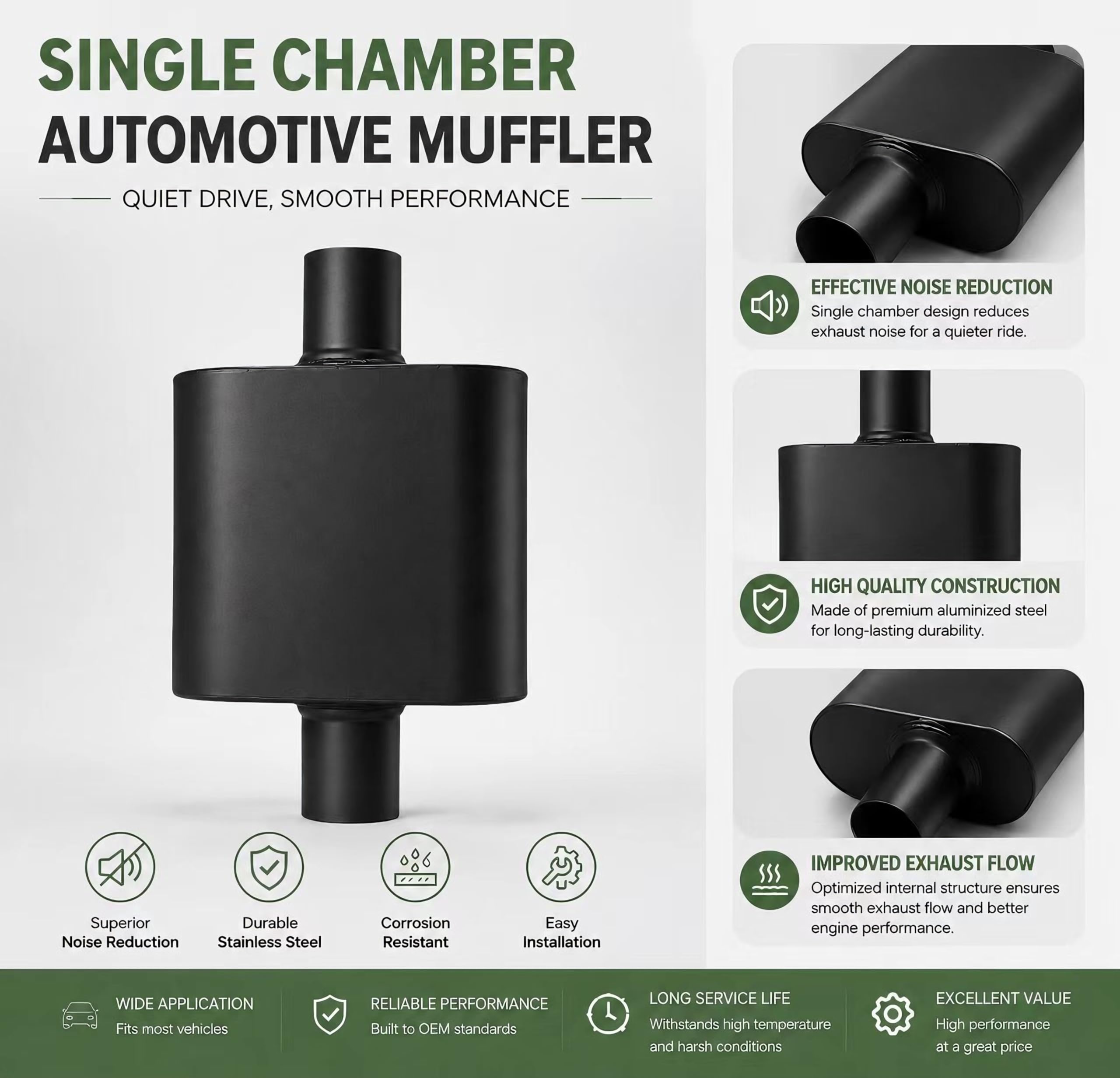 2.5" Exhaust Muffler - Aggressive Sound -4