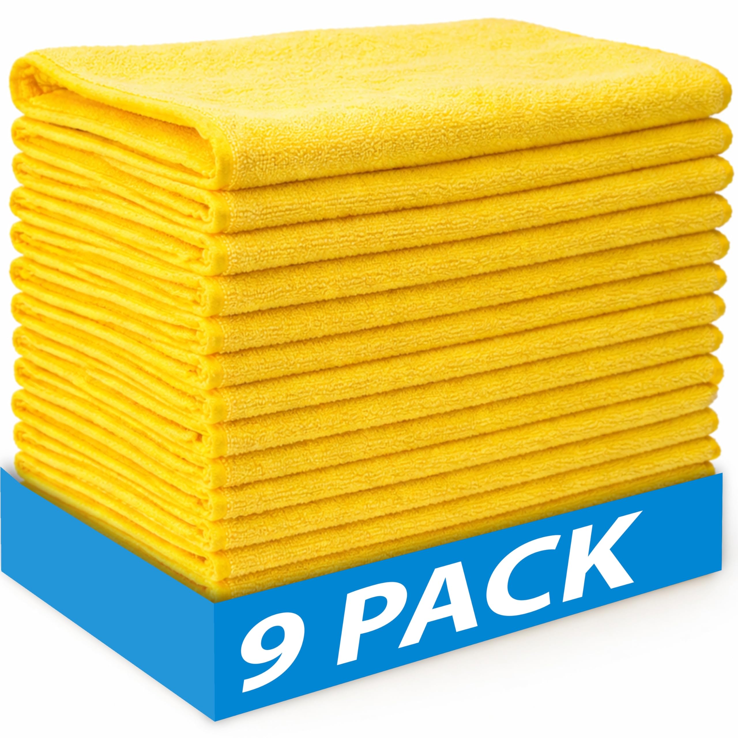 OS4U Microfiber Cloths Compatible with Kirkland Yellow 40.6 cm x 40.6 cm, Polishing, Buffing Microfibre, Cleaning & Wiping (9 Pack)