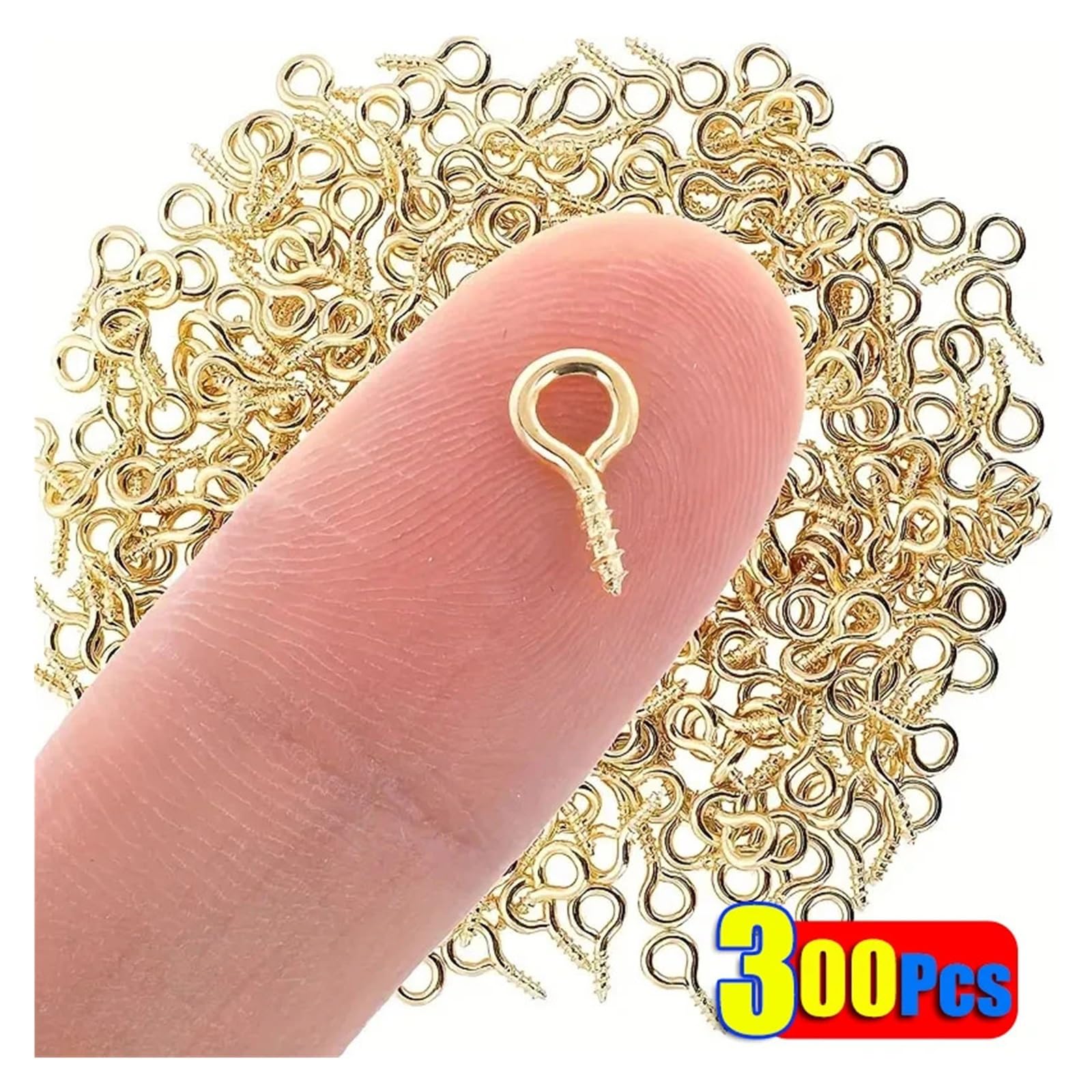 Wkręcane haczyki 300 szt. Oczka gwintowane zatrzaski ze stali nierdzewnej haczyki półprodukty do biżuterii do robienia majsterkowania(Gold,8mm)