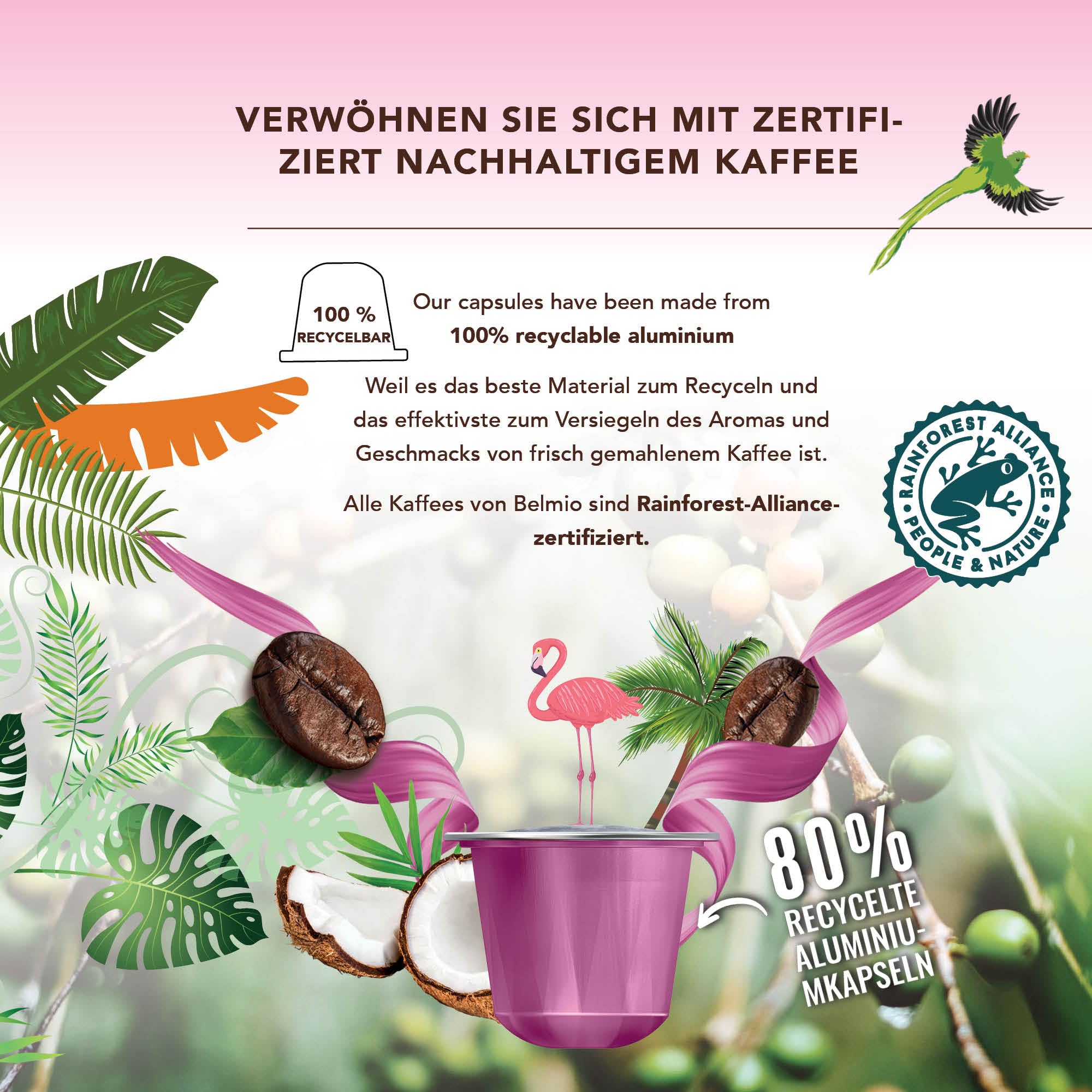 Belmio Kaffeekapseln Nespresso Kompatibel, Alle Sorten Pack, Mittelstark Geröstete Kaffeekapseln, Intensität 6 und 7, authentische belgische Qualität, 8 Geschmacksvarianten, 100 Kapseln