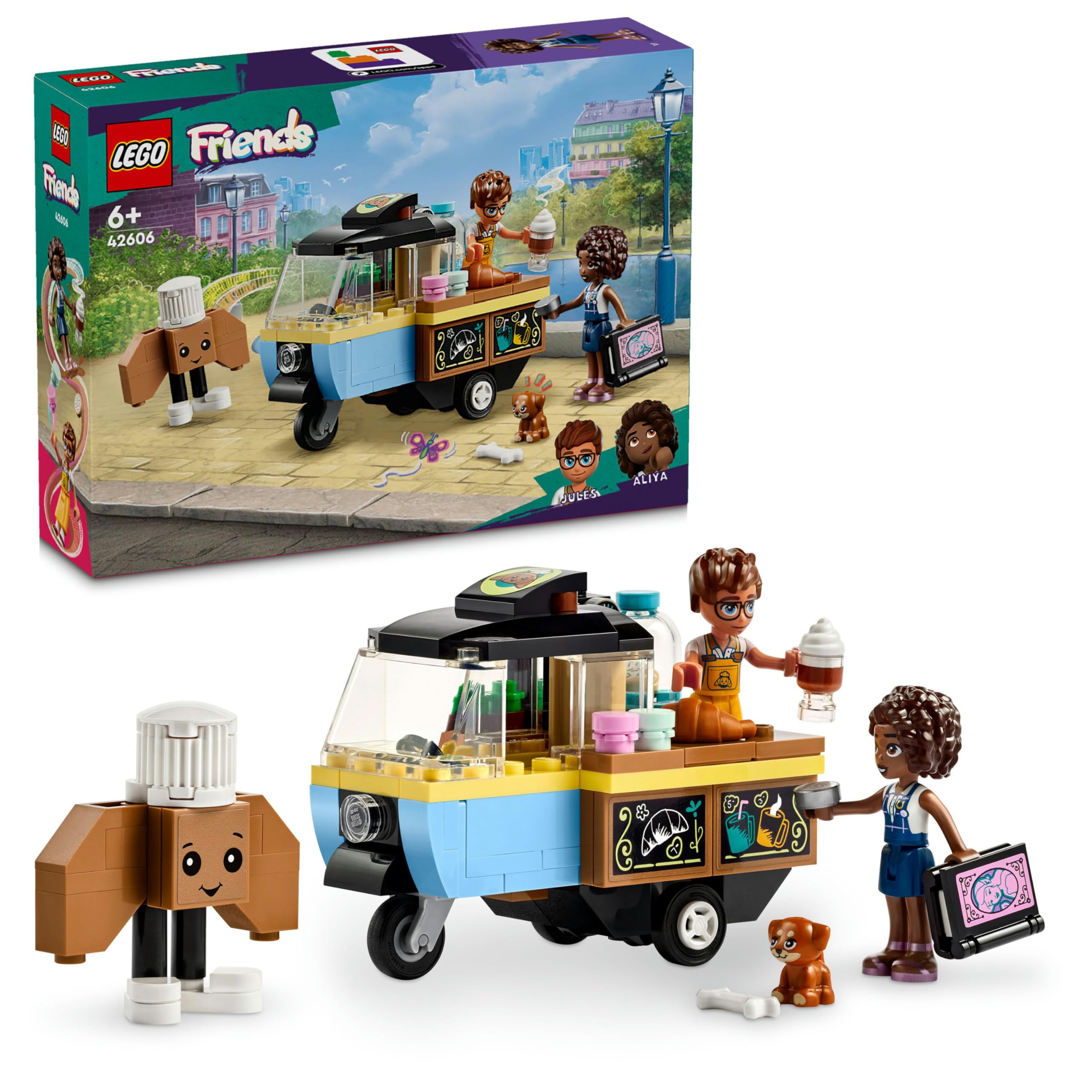 LEGO Friends Mobil Pastane 42606-6 Yaş ve Üzeri Çocuklar için Aliya Minifigürü İçeren Yaratıcı Oyuncak Yapım Seti (125 Parça)
