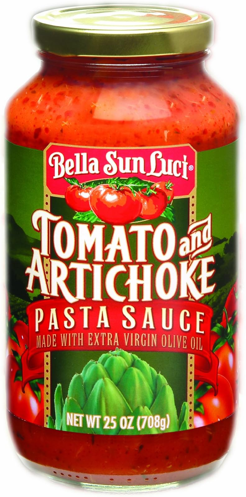 Tomato & Artichoke Pasta Sauce, 25โฏOz Glass Jar, Authentic Italian Mediterranean Tomato Artichoke Marinara with Extra Virgin Olive Oil, Vegan, GlutenโFree, Kosher, Premium Pasta Sauce
