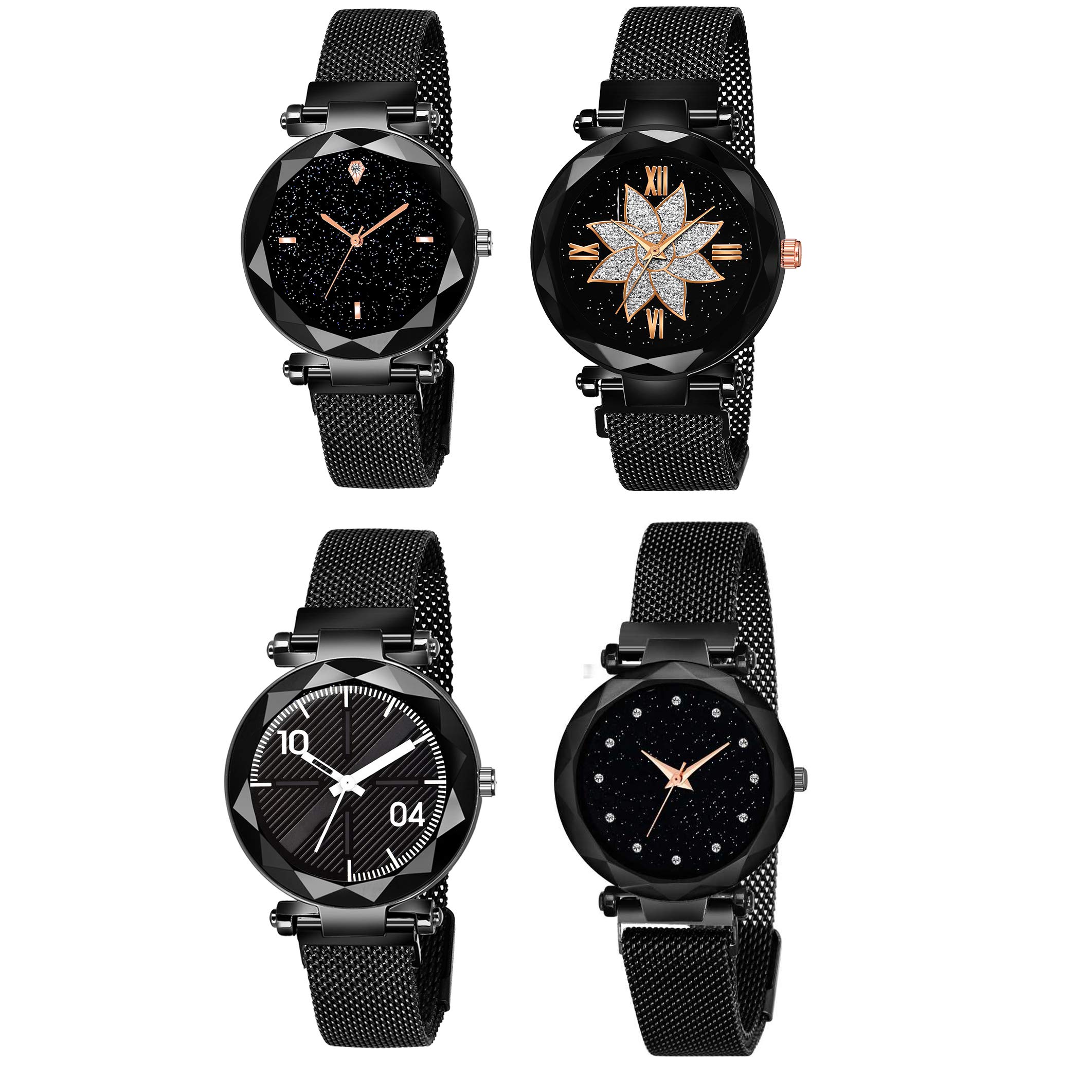 FROZIL Analogue Black Dial Magnetic Belt Watches for Girls & Women Watch Combo Pack-4(Forblack) (B08LNR647Z) Amazon Price History, Amazon Price Tracker