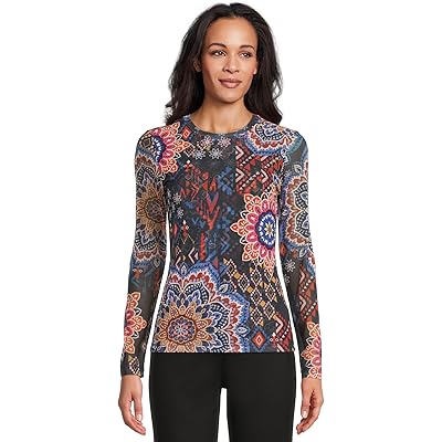 Johnny Was Natalie Long Sleeve Mesh Tee padma