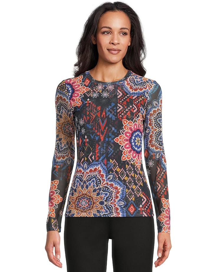 Johnny Was Natalie Long Sleeve Mesh Tee - Main View