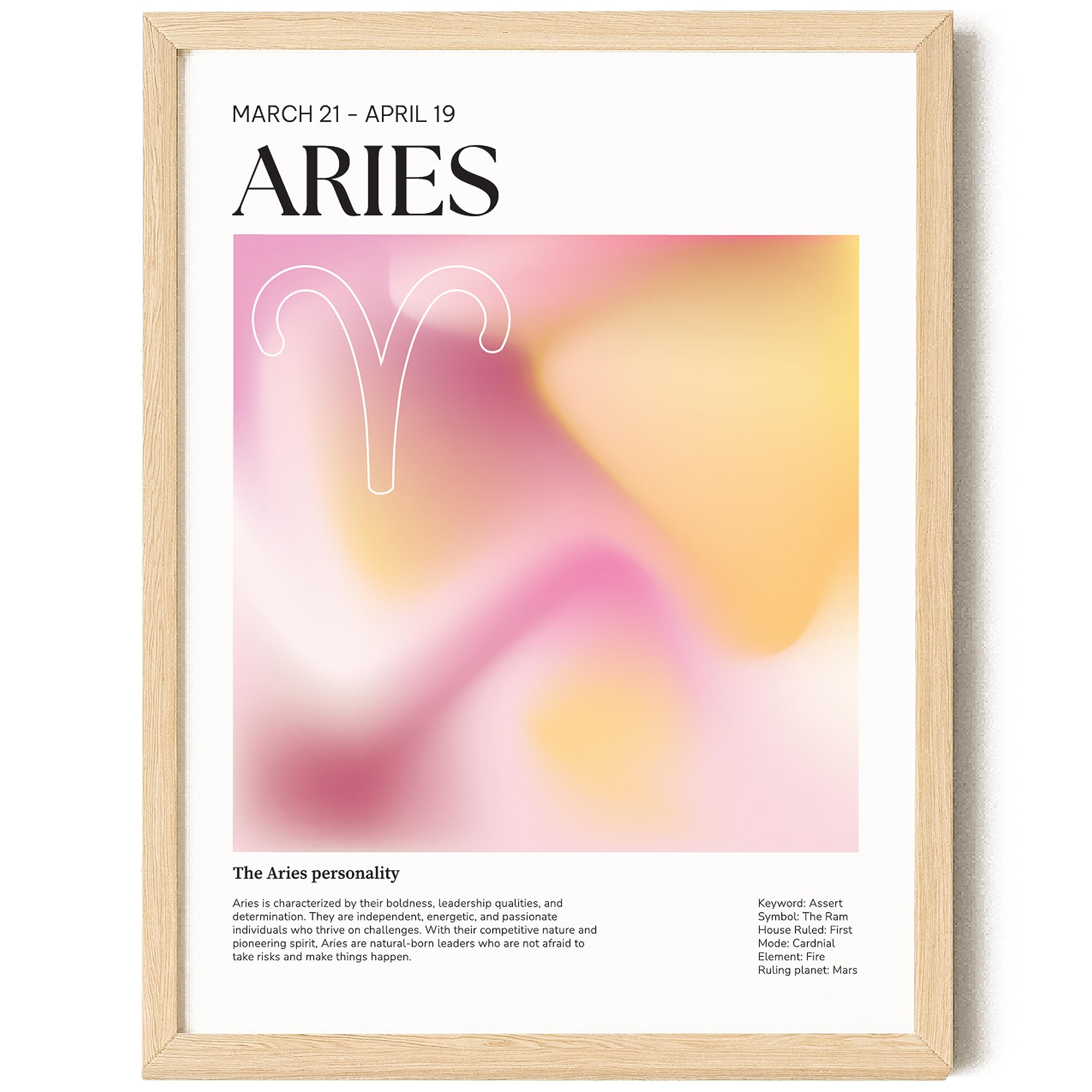 EXCOOL CLUB Aries Aura Posters for Room Aesthetic - 12x16 Aries Constellation Wall Art Zodiac Prints, Pink Aries Zodiac Gifts for Women, Spriritual Pictures Astrology Decor for Bedroom (UNFRAMED)