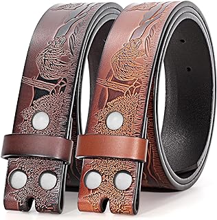 BELTROAD 2 Pack Western Leather Belt Strap for Men Women Cowboy Cowgirl Leather Mens Belts for Jeans Gift Belt without Buckle
