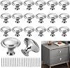 20 Pcs Cabinet Door Knobs, Hardware Sturdy Knobs Brushed Nickel Round Drawer Handle, Zinc Alloy Stainless Steel with Screw for Cabinet Wardrobe Furniture Kitchen Bathroom Bedroom Silver