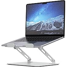SOUNDANCE Laptop Stand for Desk with Stable Heavy Base, Adjustable Height Multi-Angle, Ergonomic Metal Riser Holder, Foldable Mount Elevator, Compatible with 10 to 15.6 Inches PC Computer, Silver