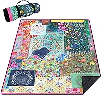 Vista 8 de Mantas de picnic impermeables plegables extra grandes, 80 x 80 pulgadas, manta de playa al aire libre, impermeable, a prueba de arena, 3 capas