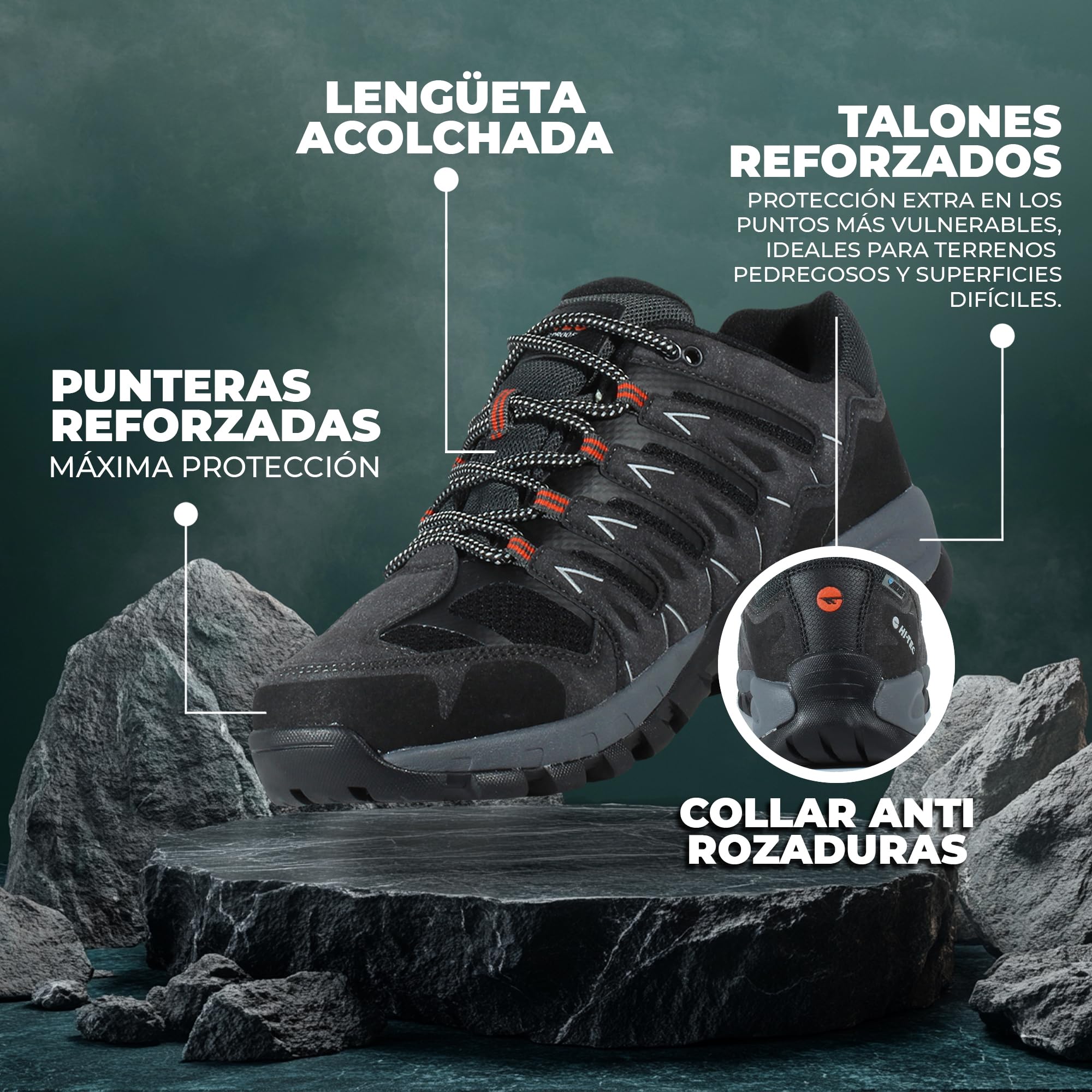 HI-TEC Muflon Low, Zapatillas de Trekking Hombre,Calzado Senderismo Hombre Impermeable, Calzado montaña Hombre