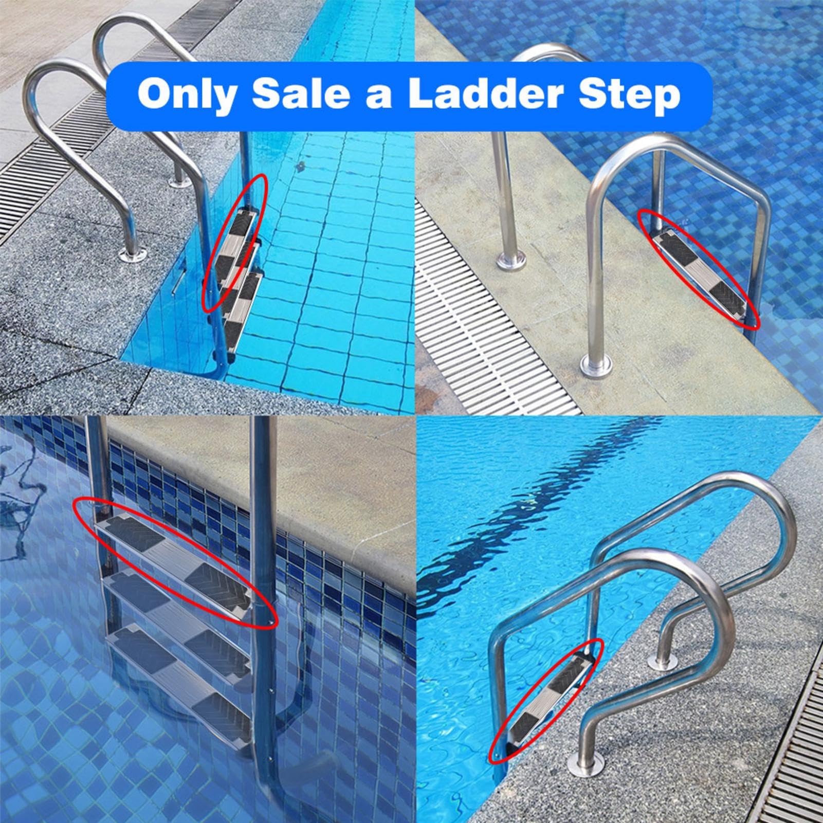Scaletta per piscina fuori terra - per piscina in acciaio | di ricambio per piscina, ingresso e uscita con 2 viti per piscine rialzate e interrate,