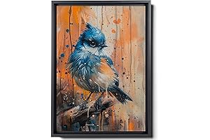Tufted Titmouse Bird Art: Vibrant Colors and Abstract Vibes